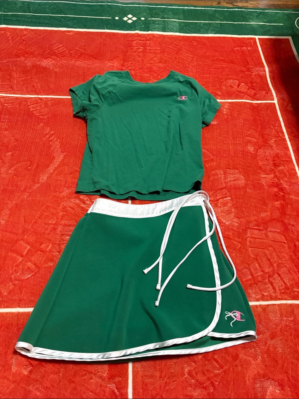 Champion Green Tee and Skirt Athletic Set with White Trim